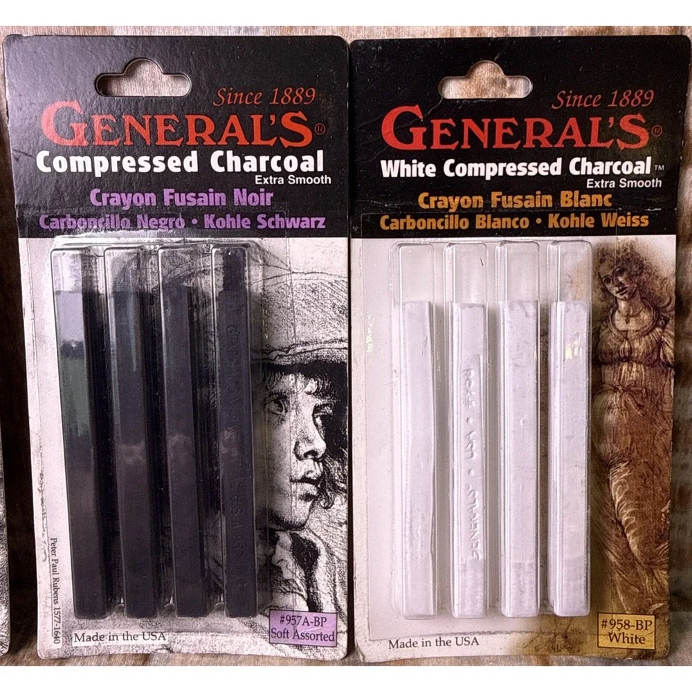 2 General Pencil 960ABP Generals Jumbo Charcoal/#957A-BP/#958-BP White